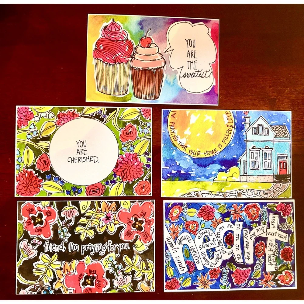 Mary DeMuth Art Postcard Set Cardstock 15 Pack Watercolors New Christian Art